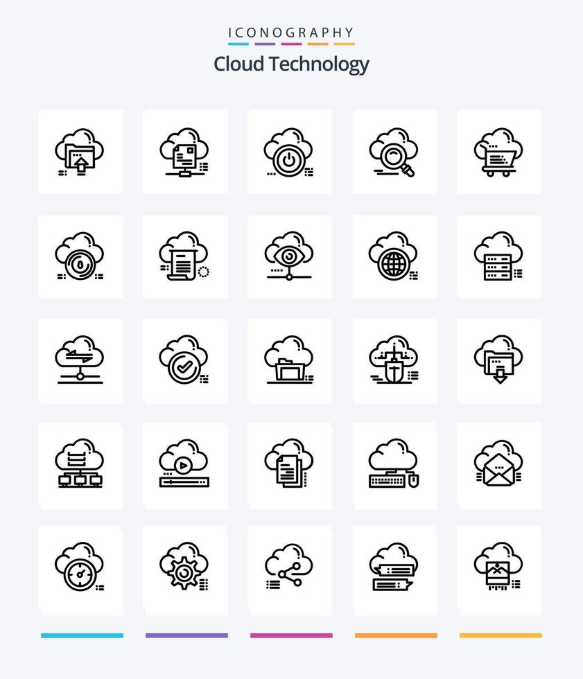 kreativ moln teknologi 25 översikt ikon packa sådan som data. moln. moln. av. ner vektor
