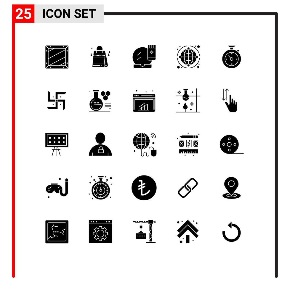 solide Glyphe Pack von 25 Universal- Symbole von Geschäft global amerikanisch Globus Verjüngungskur editierbar Vektor Design Elemente