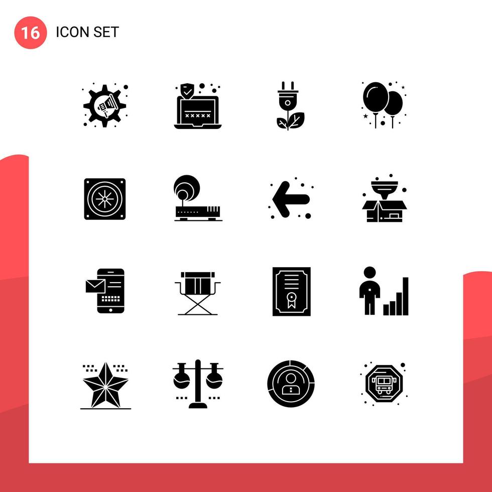 uppsättning av 16 modern ui ikoner symboler tecken för förbindelse kyl- energi dator ballonger redigerbar vektor design element