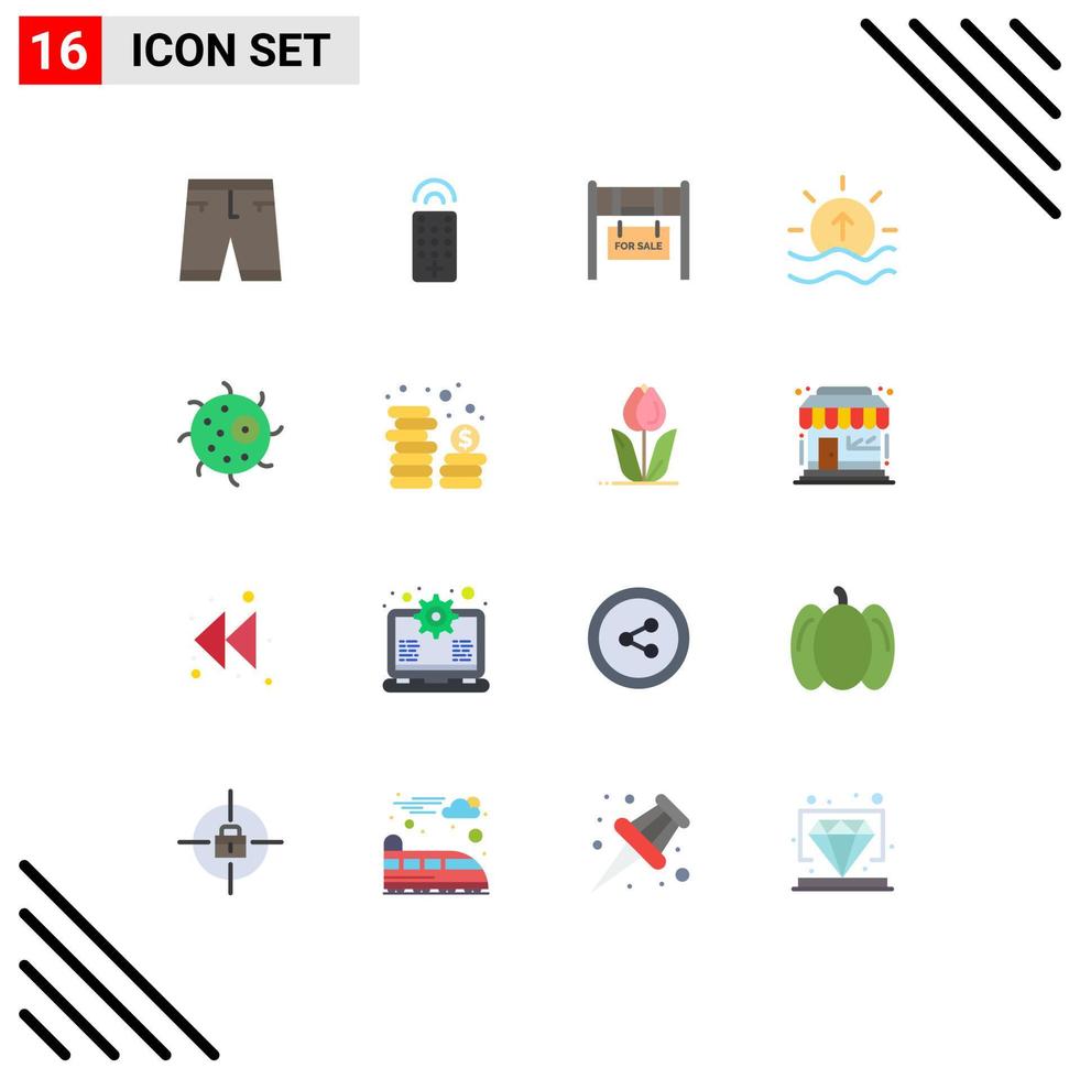 16 användare gränssnitt platt Färg packa av modern tecken och symboler av djur- glans byggnad hav dag redigerbar packa av kreativ vektor design element