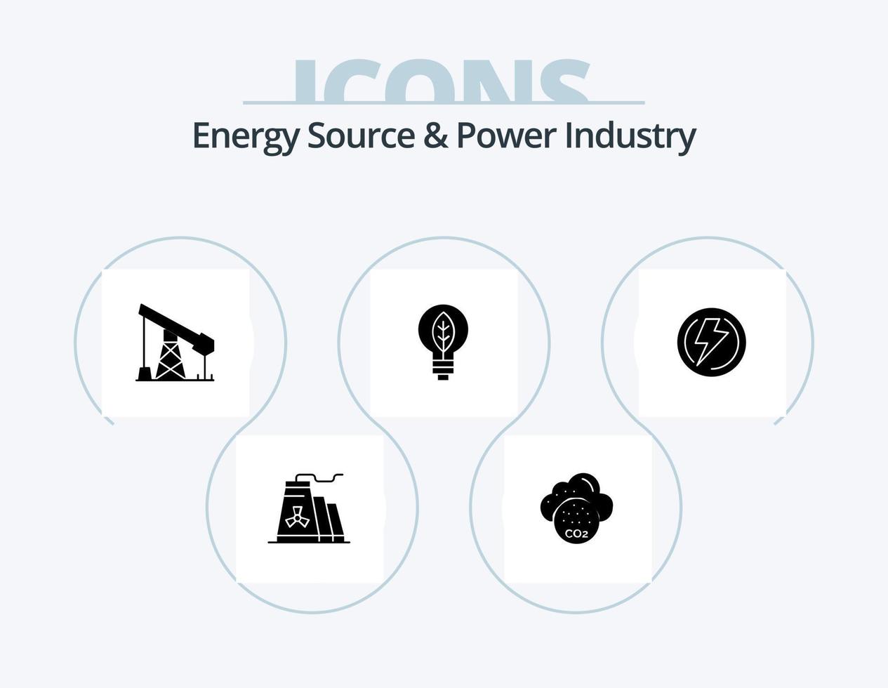 Energie Quelle und Leistung Industrie Glyphe Symbol Pack 5 Symbol Design. Stromspannung. Bolzen. Industrie. Birne. von vektor