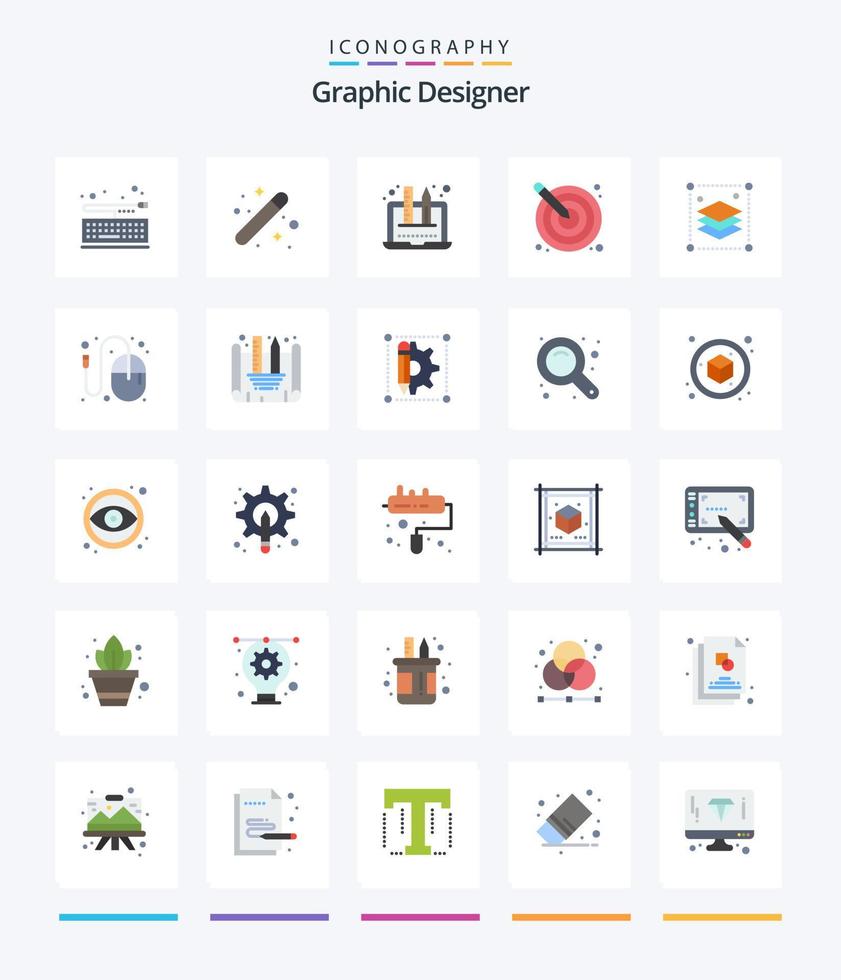 kreativ grafisk designer 25 platt ikon packa sådan som design. kreativ. grafiska. konstnärlig. grafisk vektor