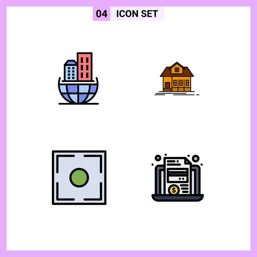 piktogram uppsättning av 4 enkel fylld linje platt färger av global organisation ram hållbar byggnad punkt redigerbar vektor design element