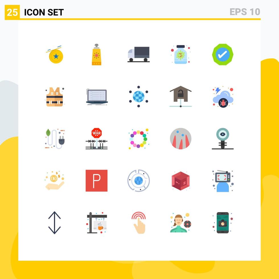 25 thematisch Vektor eben Farben und editierbar Symbole von Tick in Ordnung Transport logistisch Medizin editierbar Vektor Design Elemente