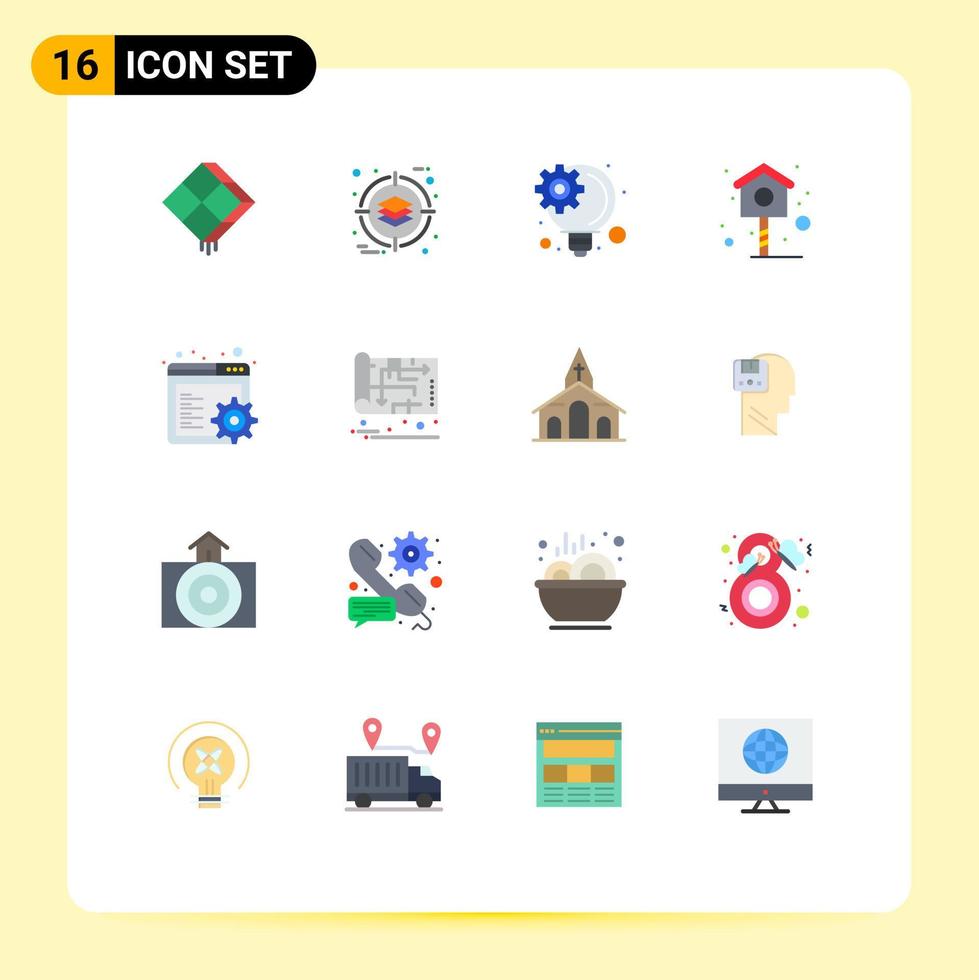 16 universell platt färger uppsättning för webb och mobil tillämpningar inställningar browser produkt vår fågel redigerbar packa av kreativ vektor design element