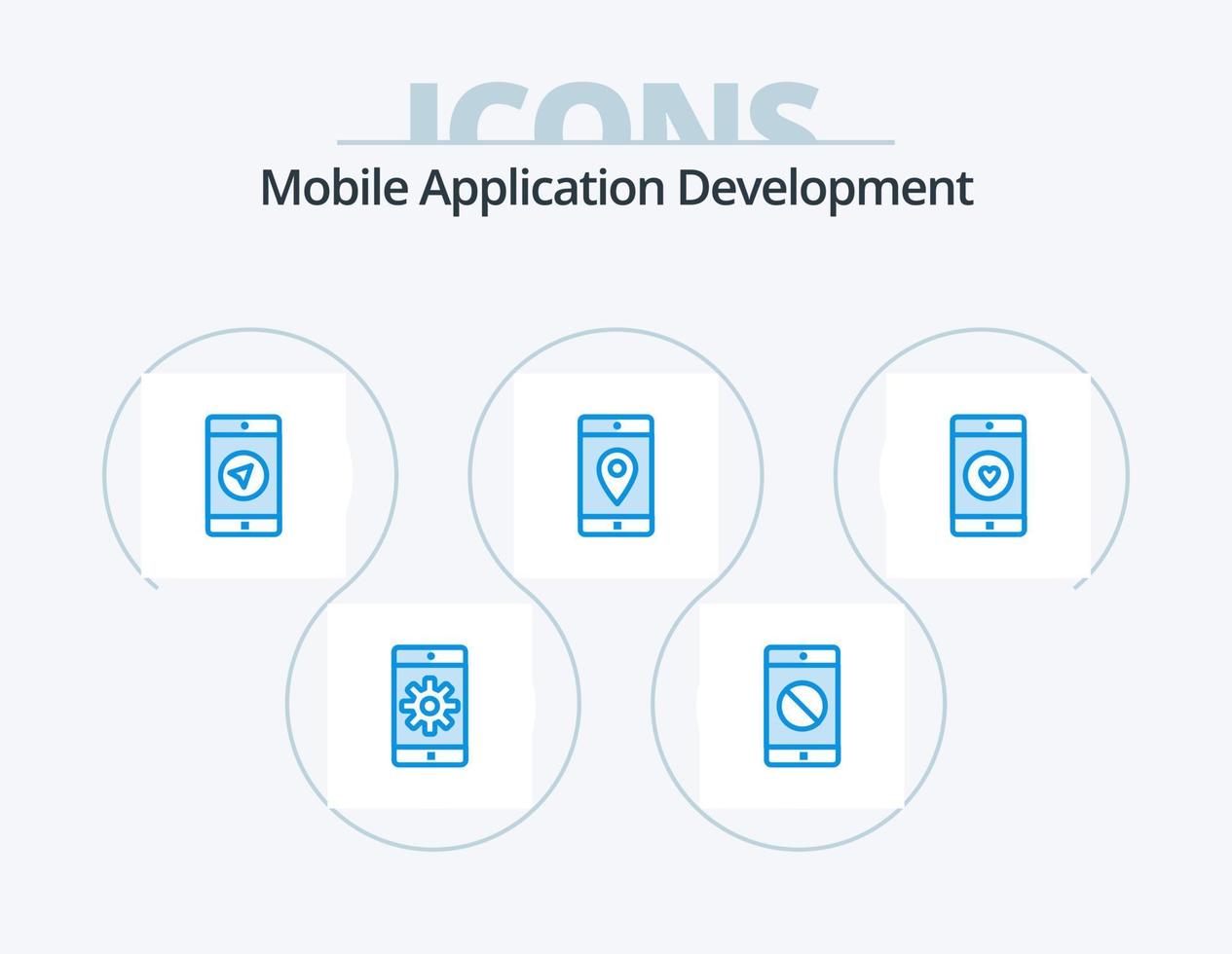 mobil Ansökan utveckling blå ikon packa 5 ikon design. mobil. Karta. meddelande. plats. mobil vektor