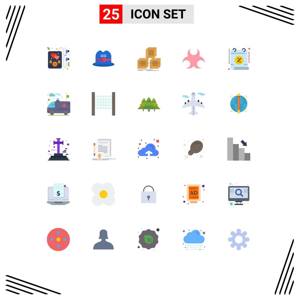 Pack von 25 kreativ eben Farben von Zeit Datum Stapel Kalender Zeichen editierbar Vektor Design Elemente