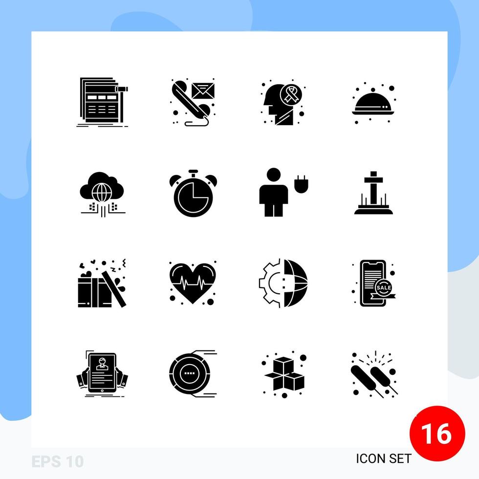 uppsättning av 16 modern ui ikoner symboler tecken för gods kök skicka mat cancer redigerbar vektor design element