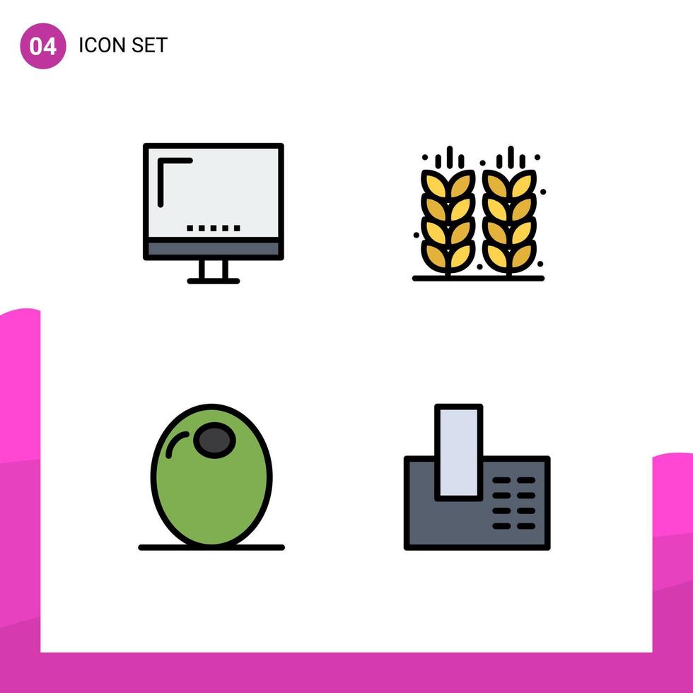 uppsättning av 4 modern ui ikoner symboler tecken för dator spannmål imac bruka mat redigerbar vektor design element