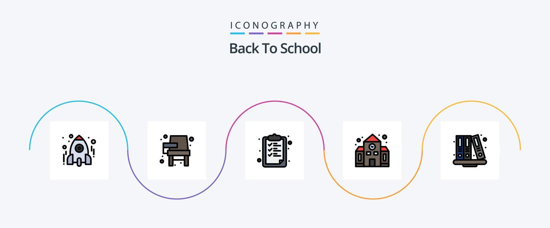 zurück zu Schule Linie gefüllt eben 5 Symbol Pack einschließlich zurück zu Schule. Bildung. Lernen. Schule. Schule vektor