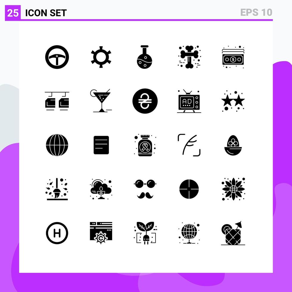 uppsättning av 25 modern ui ikoner symboler tecken för betalning dollar vetenskap kontanter halloween redigerbar vektor design element