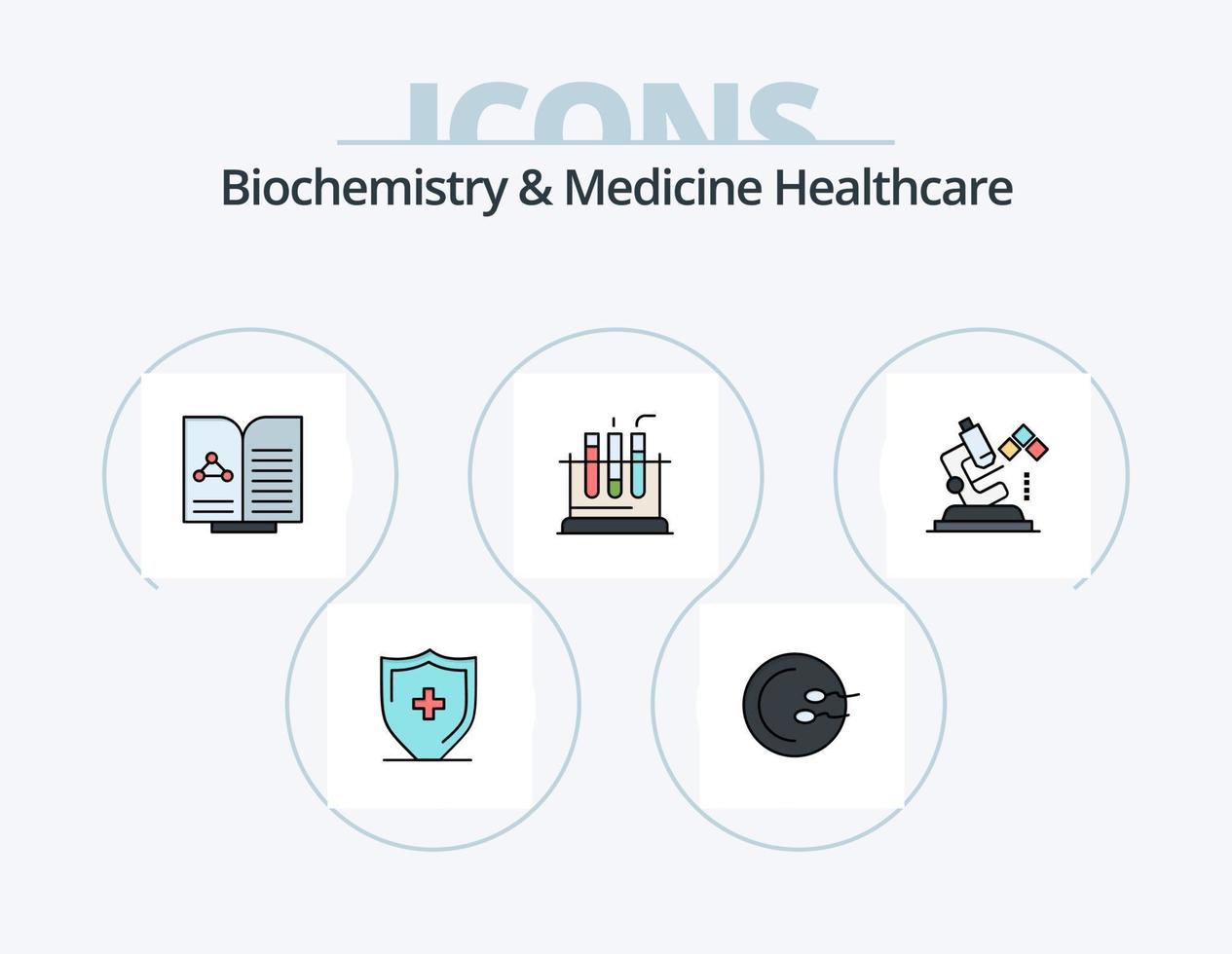 biokemi och medicin sjukvård linje fylld ikon packa 5 ikon design. telefon. skanna. sjukvård. medicinsk. virtruvian vektor