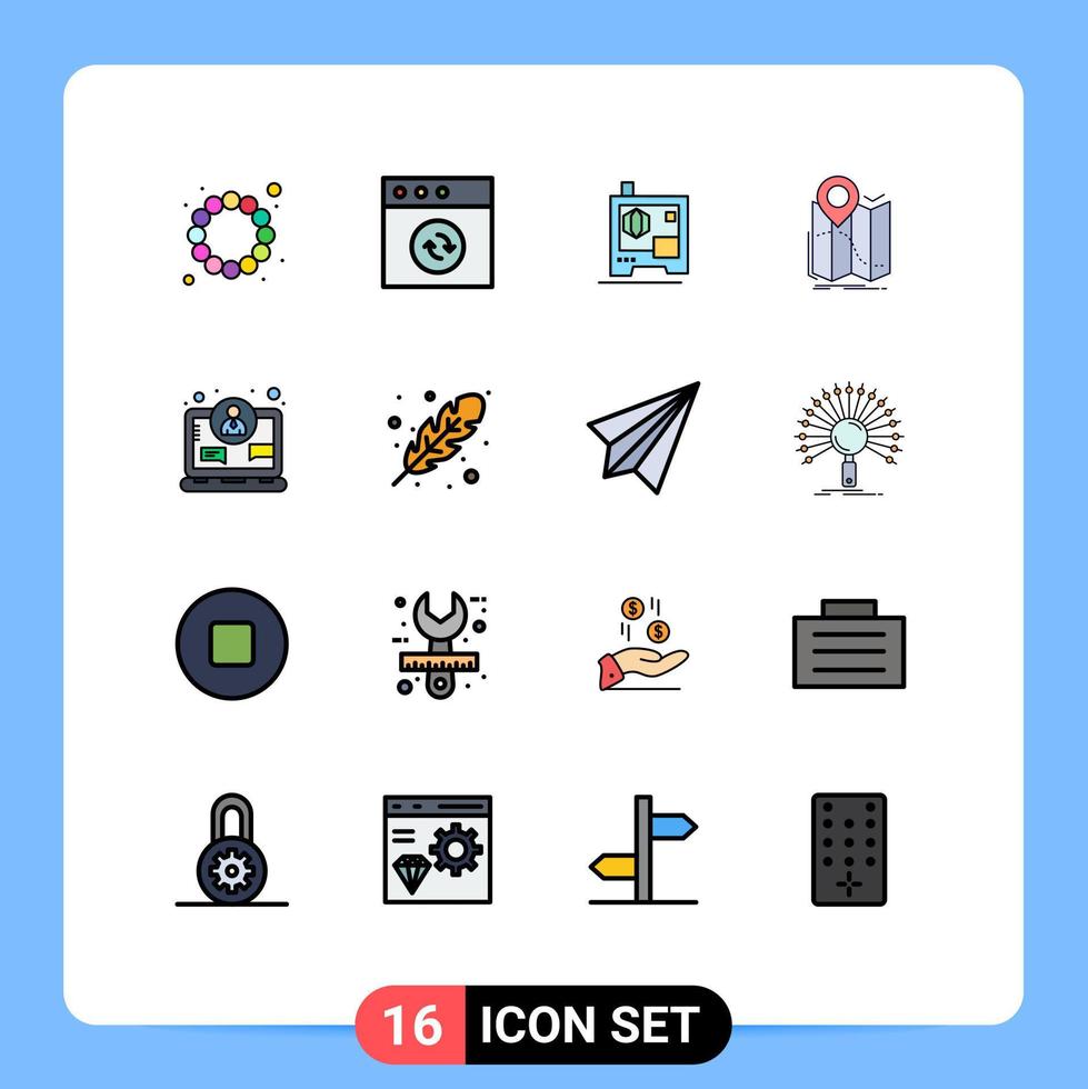 16 thematisch Vektor eben Farbe gefüllt Linien und editierbar Symbole von Internet Konzept Scanner Geschäft Navigation editierbar kreativ Vektor Design Elemente
