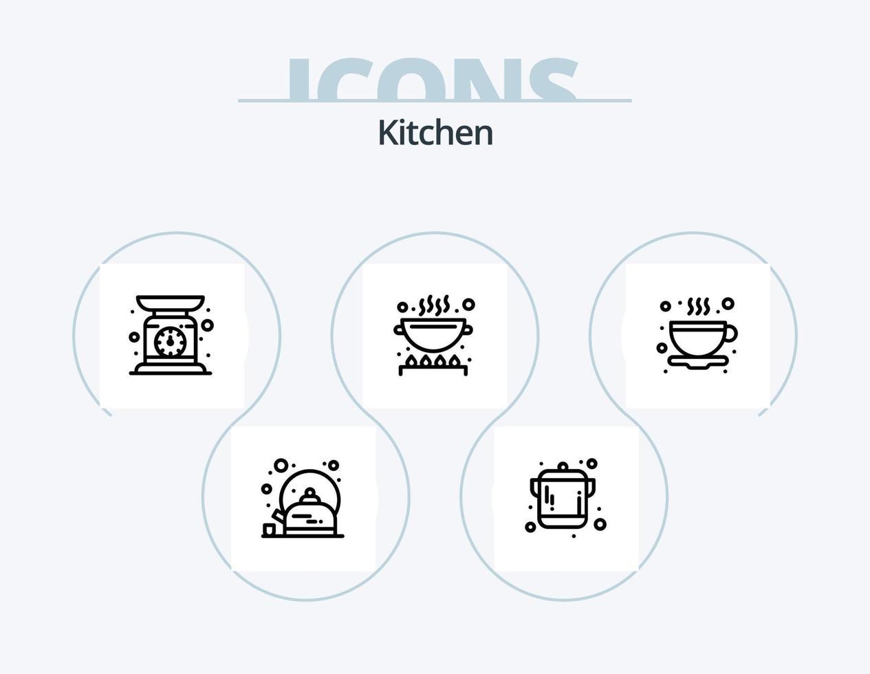 Küche Linie Symbol Pack 5 Symbol Design. Lebensmittel. kochen. sauber. Platten. Küche vektor