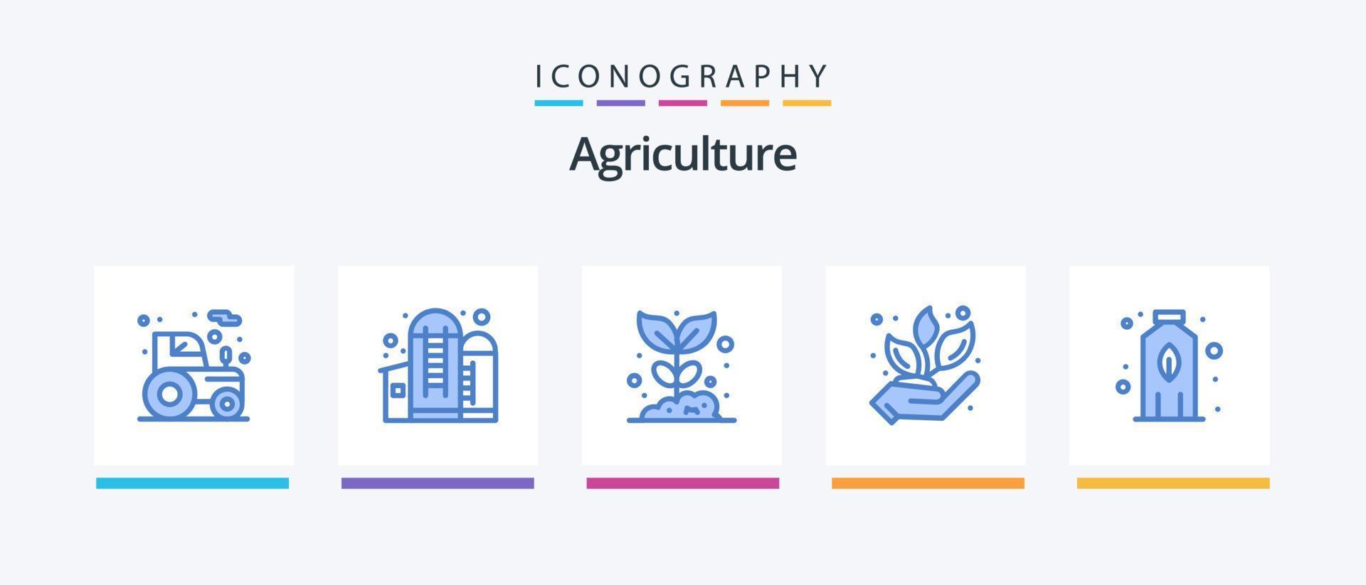 lantbruk blå 5 ikon packa Inklusive flaska. natur. lantbruk. odlare. växt. kreativ ikoner design vektor