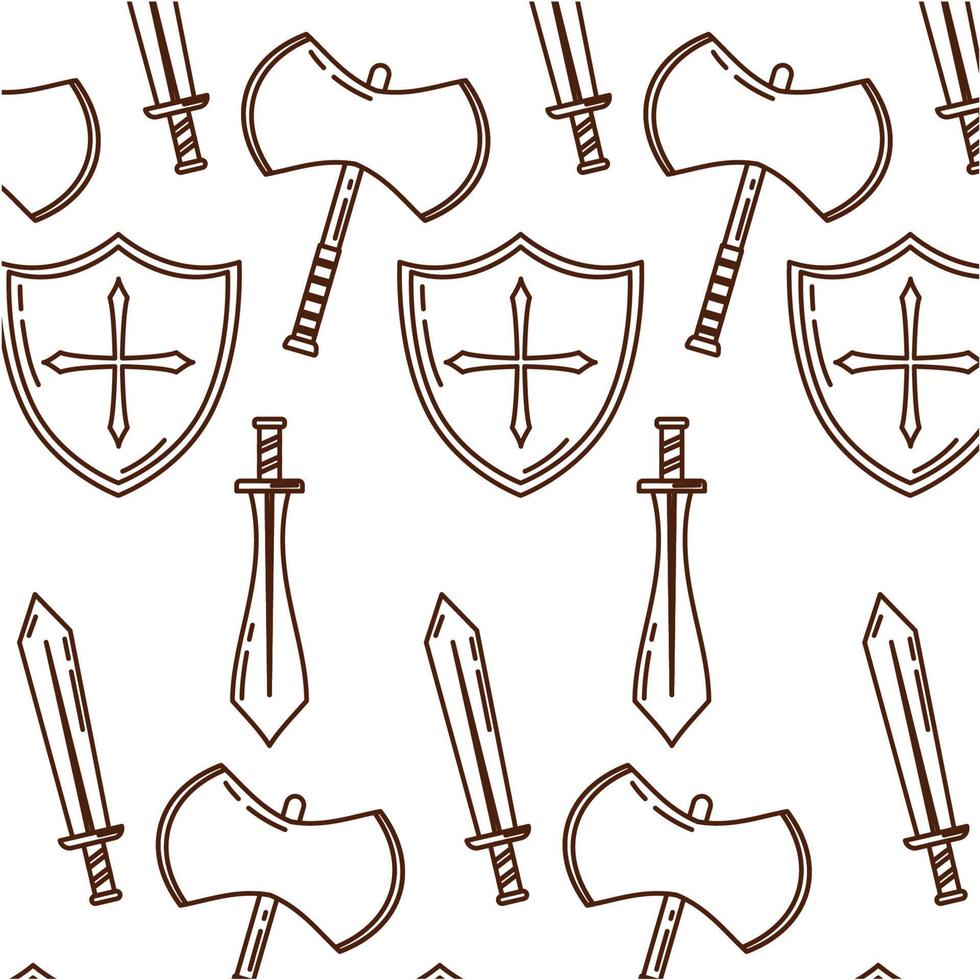 mönster bakgrund med medeltida vapen ikon vektor illustration