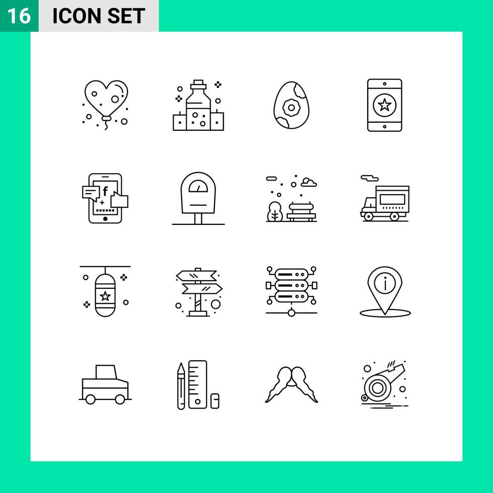einstellen von 16 kommerziell Umrisse Pack zum Gesellschaft Beförderung fördern Ostern Telefon Liebling editierbar Vektor Design Elemente