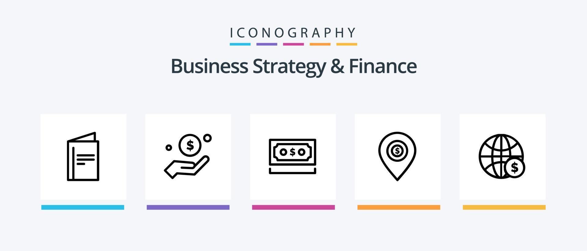 Geschäft Strategie und Finanzen Linie 5 Symbol Pack einschließlich Datum. Dollar. Diagramm. Termin. Graph. kreativ Symbole Design vektor