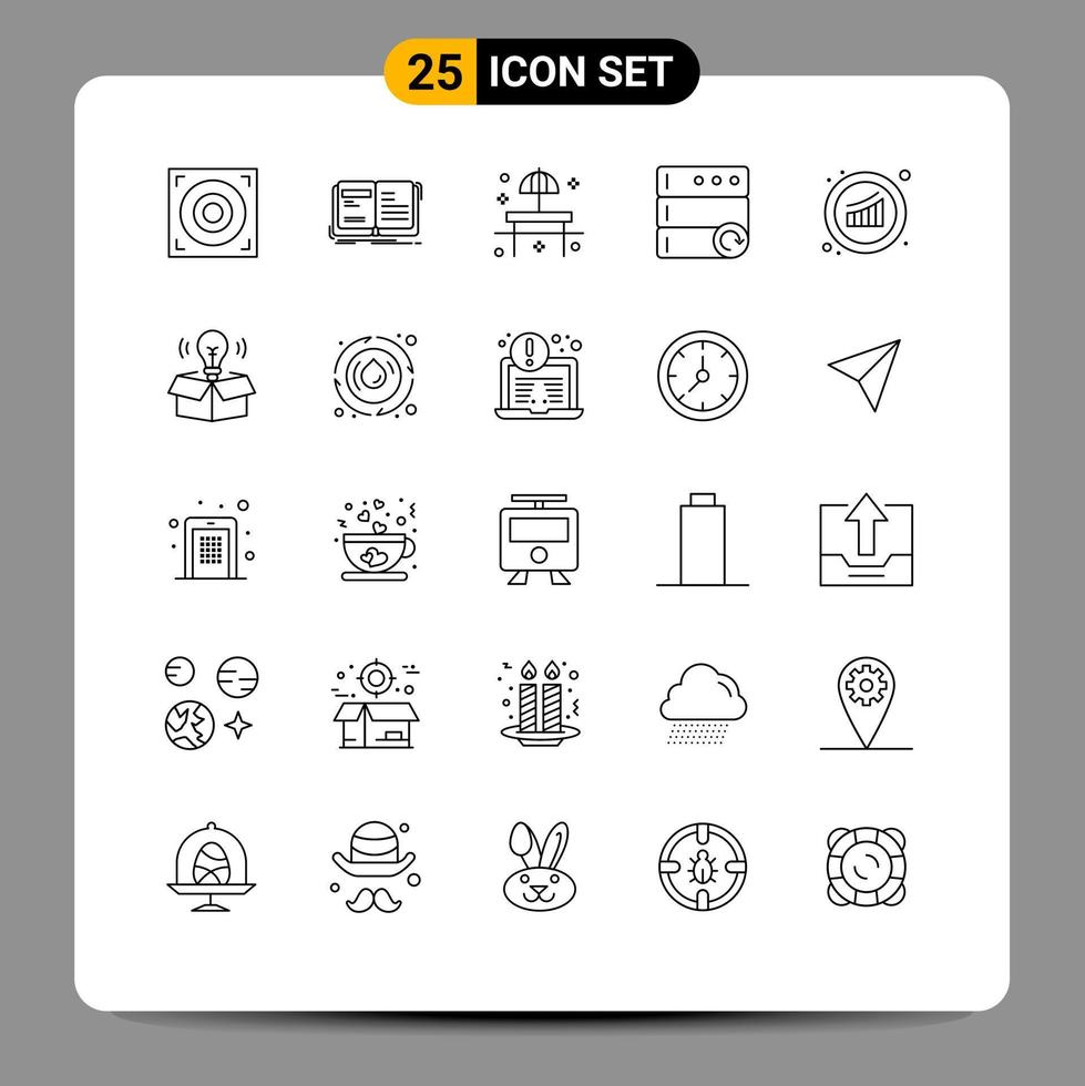 uppsättning av 25 kommersiell rader packa för tillväxt server strand ladda om tabell redigerbar vektor design element
