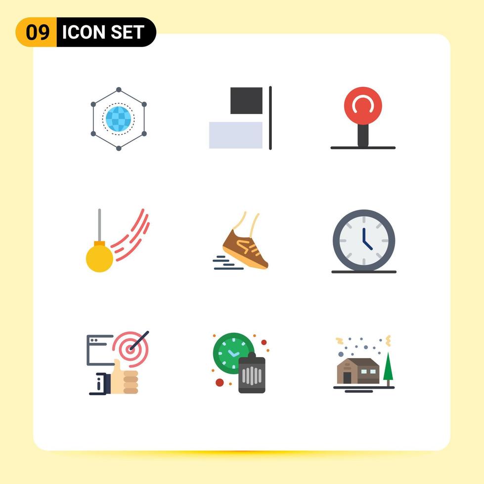 9 universell platt Färg tecken symboler av springa snabb klubba rörelse bunden redigerbar vektor design element