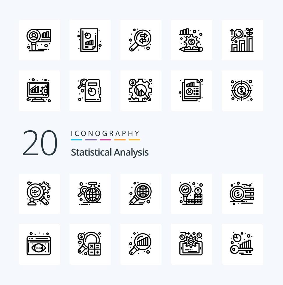 20 statistisk analys linje ikon packa tycka om diagram forskning företag pengar företag vektor
