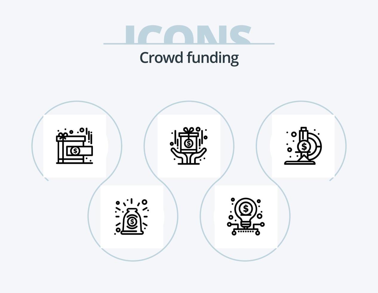 Crowdfunding Linie Symbol Pack 5 Symbol Design. Geschenk. handeln. Banken. öffentlich. ipo vektor