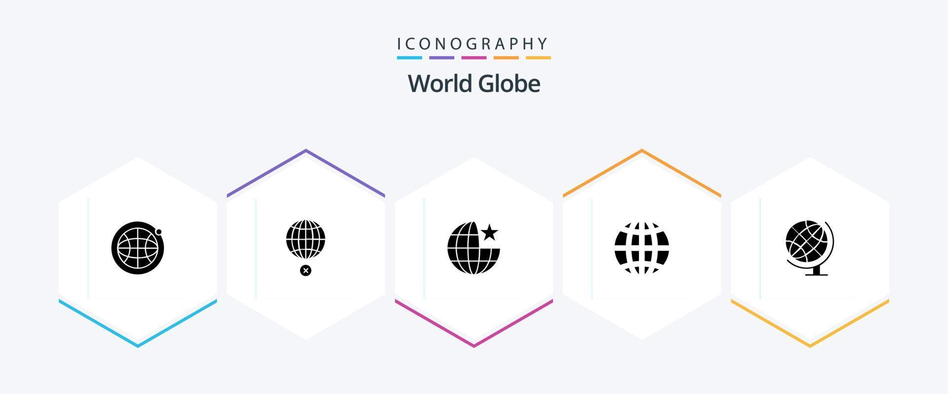 klot 25 glyf ikon packa Inklusive geografi. internet. global. klot. jord vektor