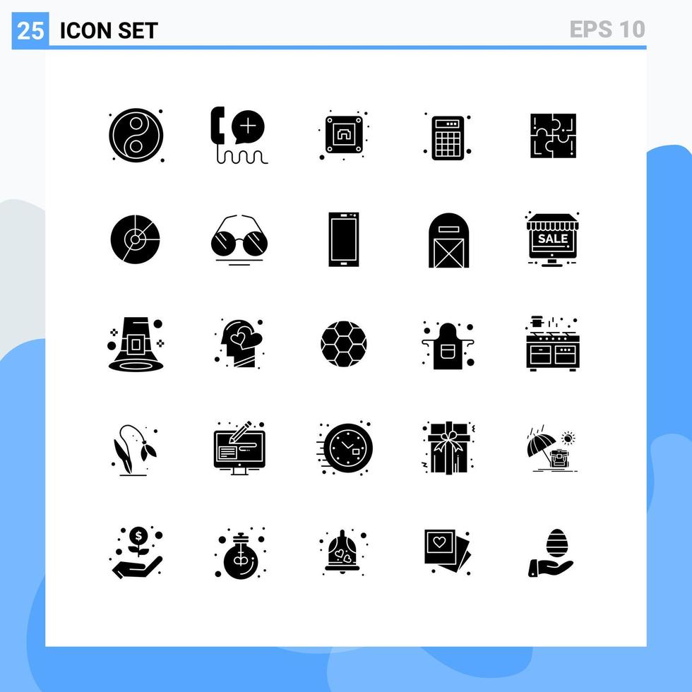 uppsättning av 25 modern ui ikoner symboler tecken för spela pussel elektrisk beräkning kalkylator redigerbar vektor design element