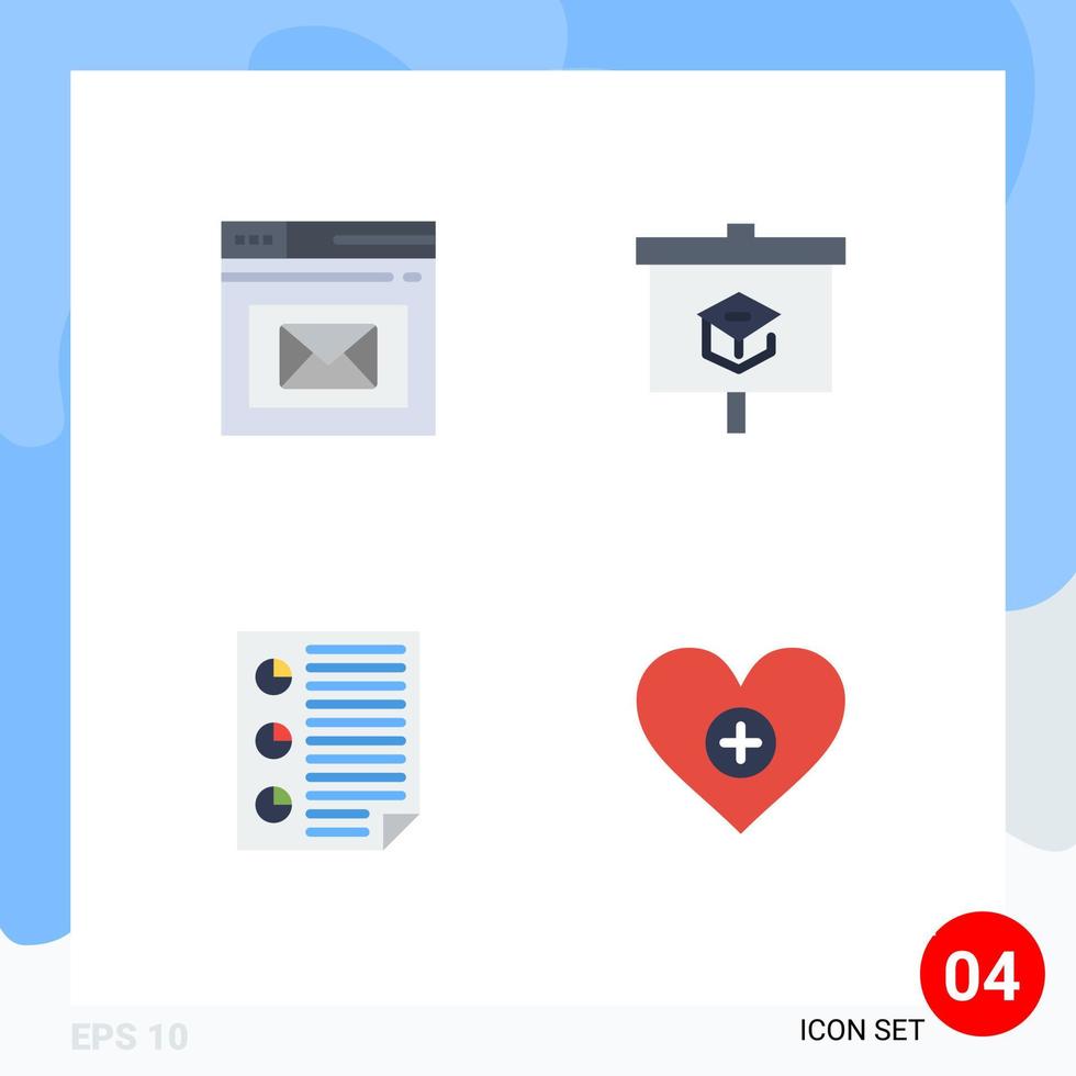 uppsättning av 4 modern ui ikoner symboler tecken för browser data sida utbildning fyra redigerbar vektor design element