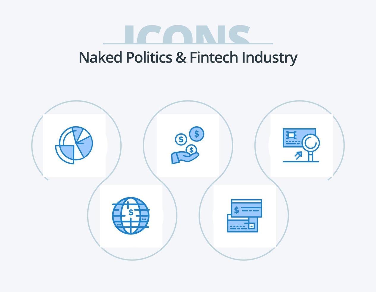 nackt Politik und Fintech Industrie Blau Symbol Pack 5 Symbol Design. Dollar. Fintech Industrie. Lastschrift. Finanzen. Analytik vektor