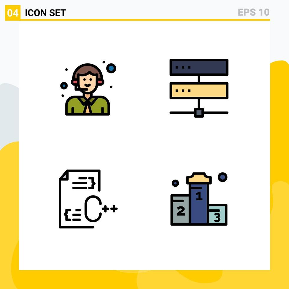 4 användare gränssnitt fylld linje platt Färg packa av modern tecken och symboler av kund c service digital utveckla redigerbar vektor design element