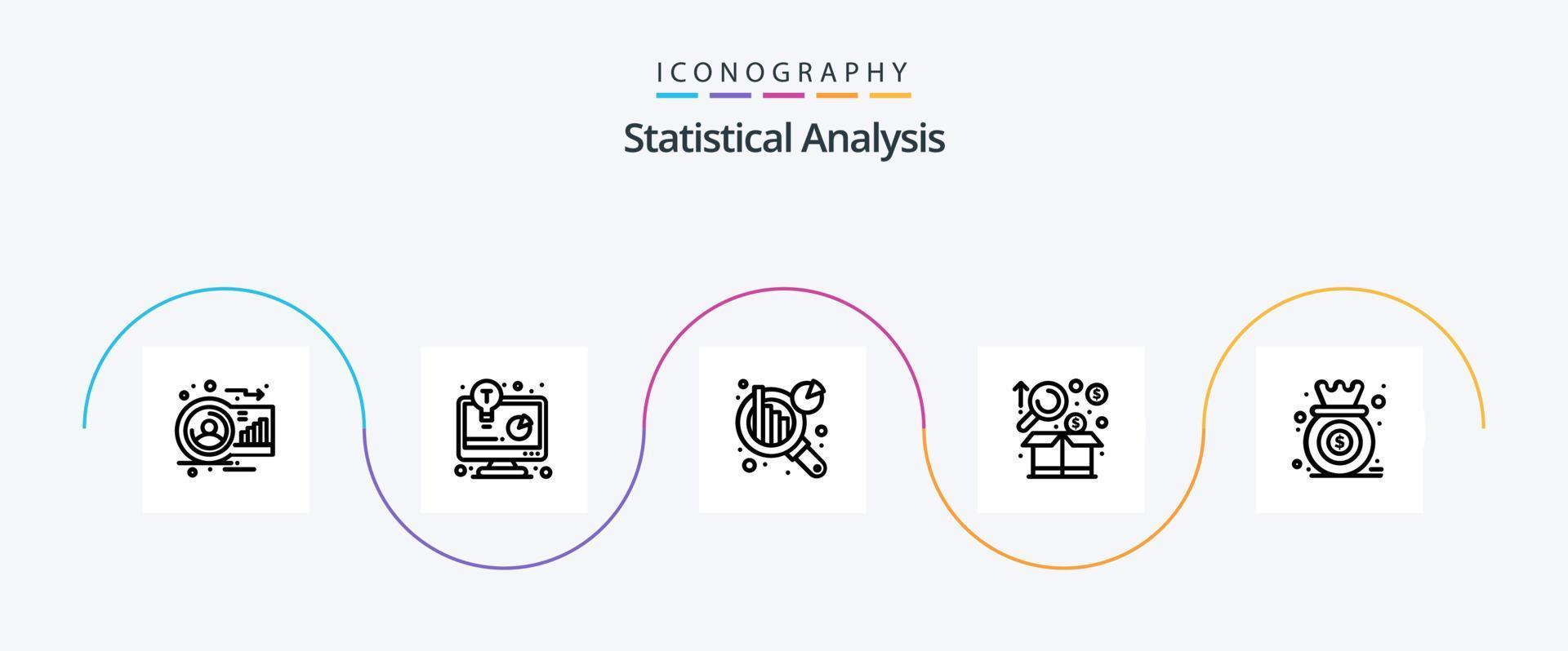 statistisk analys linje 5 ikon packa Inklusive analys. Graf. företag lösning. Diagram. analys vektor