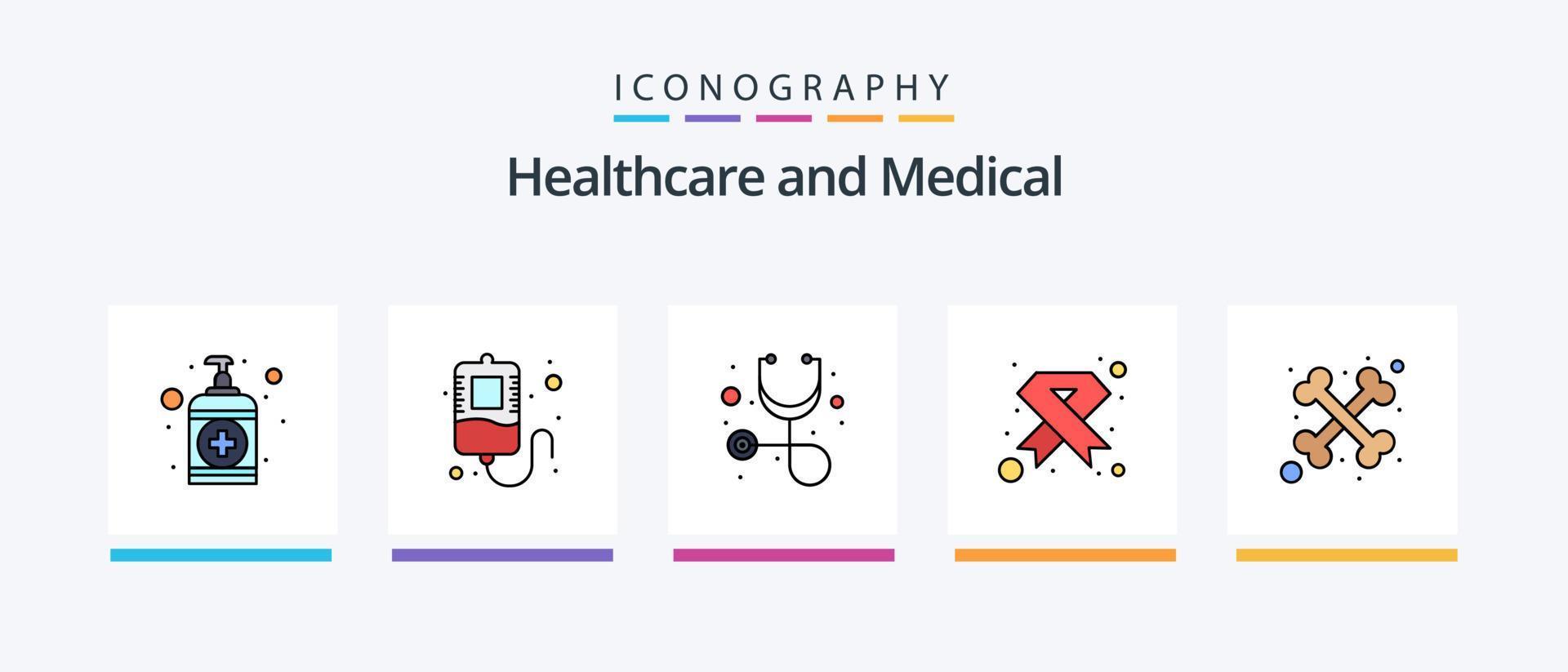 medicinsk linje fylld 5 ikon packa Inklusive medicinsk. tangentbord. blod. bifoga. korsa. kreativ ikoner design vektor