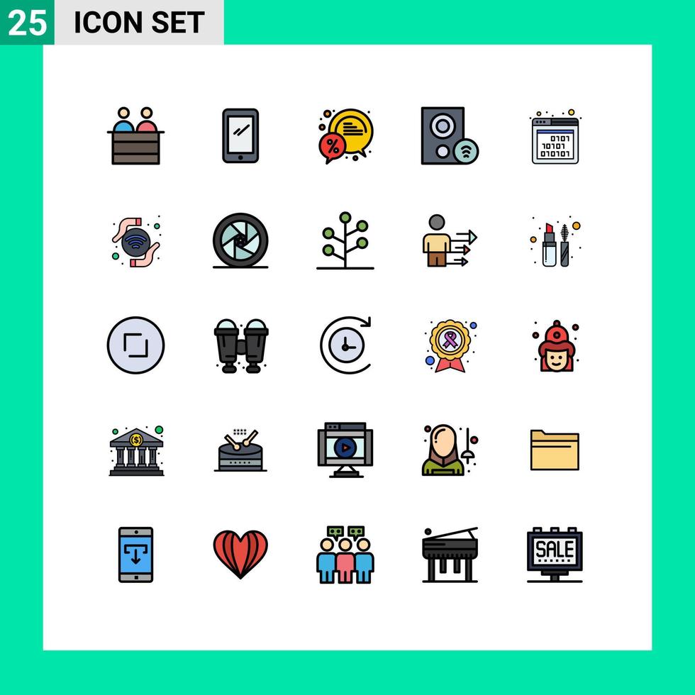 25 tematiska vektor fylld linje platt färger och redigerbar symboler av hårdvara enheter iphone datorer procent redigerbar vektor design element