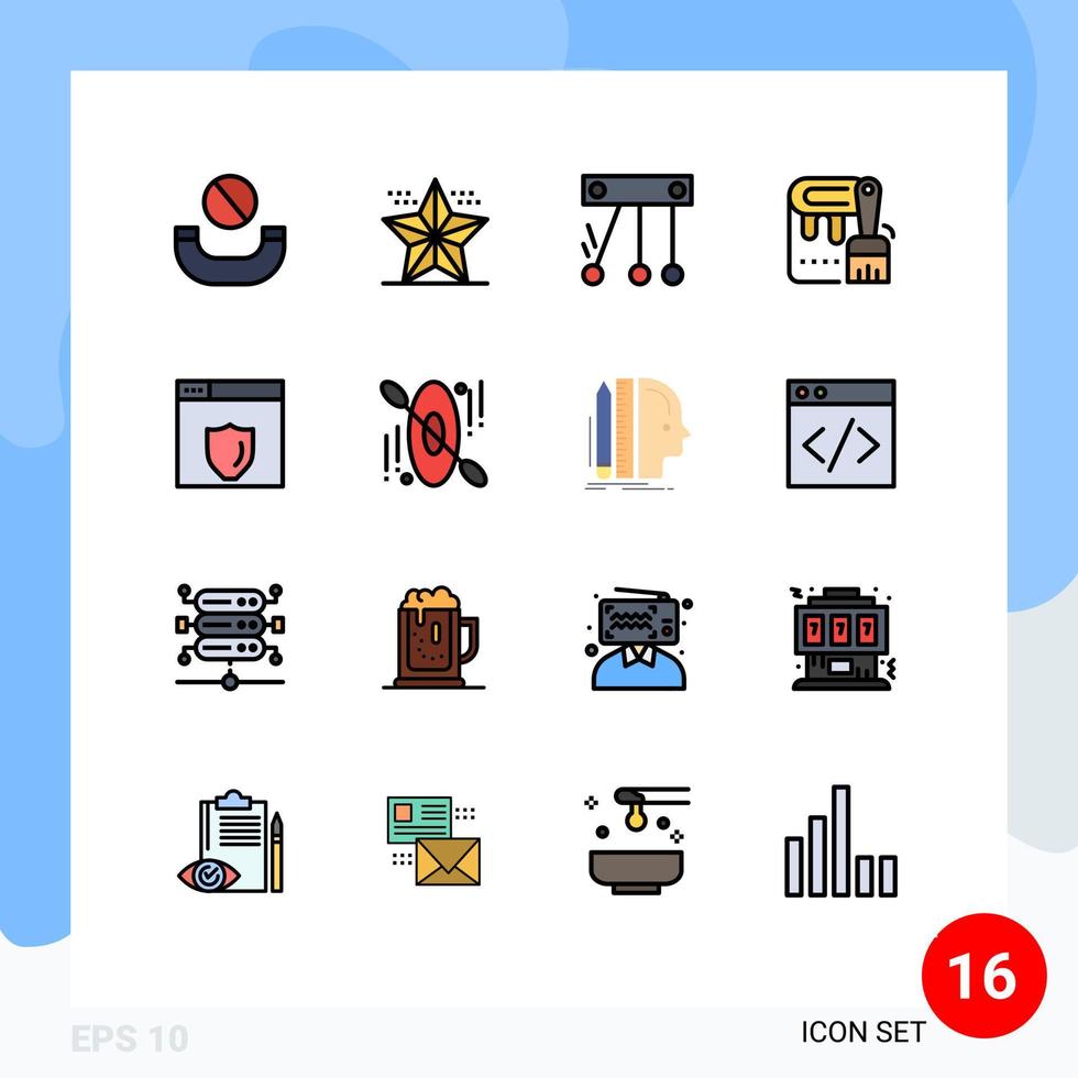 einstellen von 16 Vektor eben Farbe gefüllt Linien auf Gitter zum Schild Netz Server Bewegung Gemälde Farbstoff editierbar kreativ Vektor Design Elemente