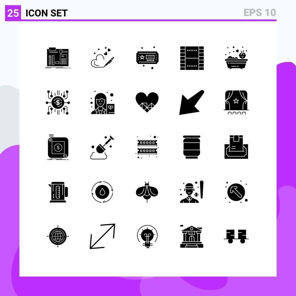 uppsättning av 25 modern ui ikoner symboler tecken för bebis ui bröllop filma grundläggande redigerbar vektor design element