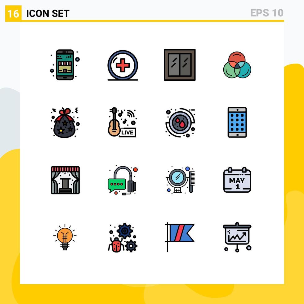einstellen von 16 Vektor eben Farbe gefüllt Linien auf Gitter zum Geburt Netz Behandlung Farbe Fenster editierbar kreativ Vektor Design Elemente