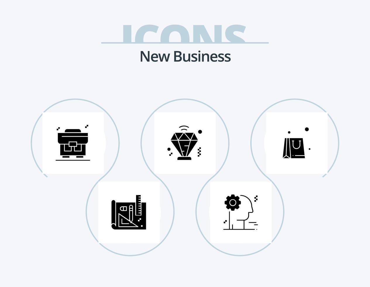 ny företag glyf ikon packa 5 ikon design. . diamant . företag. företag . pengar vektor