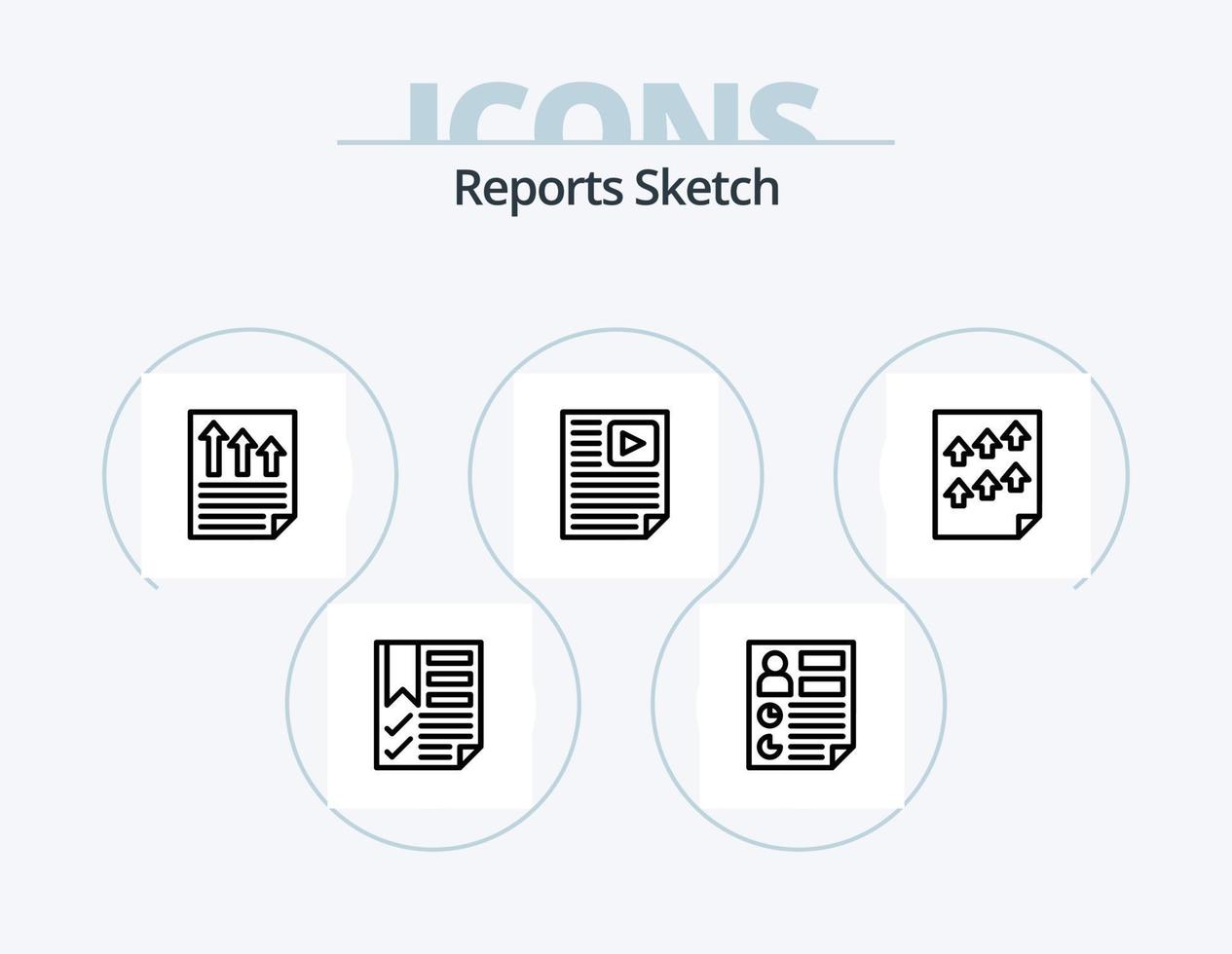 rapporter skiss linje ikon packa 5 ikon design. sida. data. papper. sida. dokumentera vektor