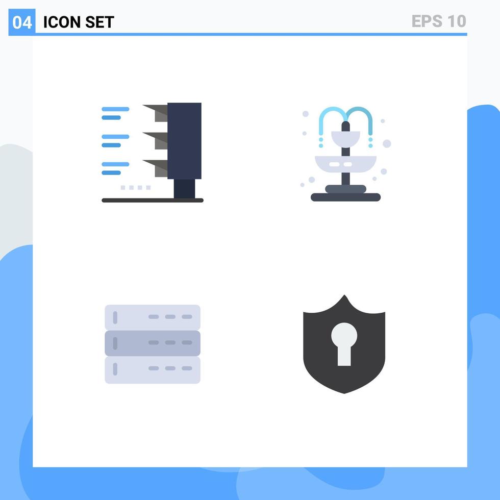 4 användare gränssnitt platt ikon packa av modern tecken och symboler av trafik server stad administration skydd redigerbar vektor design element