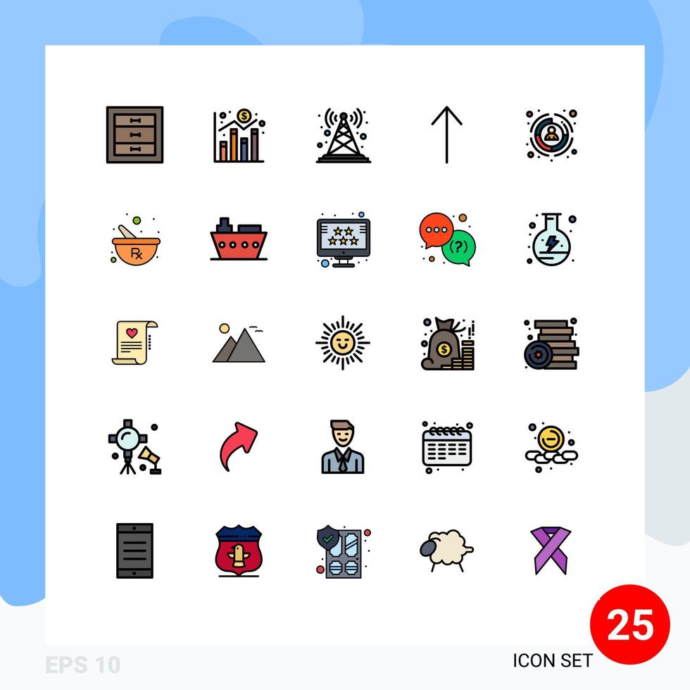 uppsättning av 25 modern ui ikoner symboler tecken för hr företag antenn upp radio antenn redigerbar vektor design element