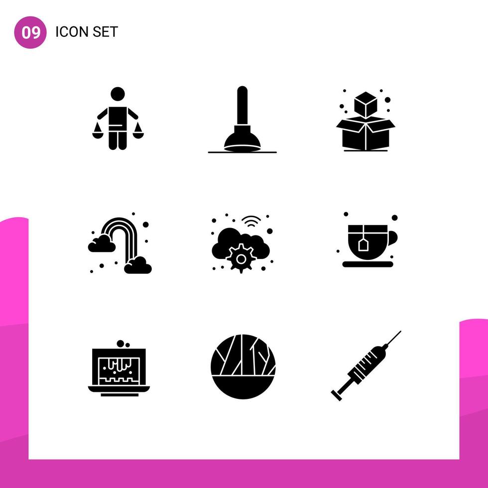 9 kreativ ikoner modern tecken och symboler av wiFi moln kub moln regnbåge redigerbar vektor design element