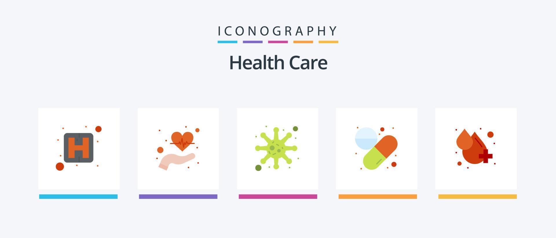 hälsa vård platt 5 ikon packa Inklusive släppa. bakterie. piller. kapsel. kreativ ikoner design vektor