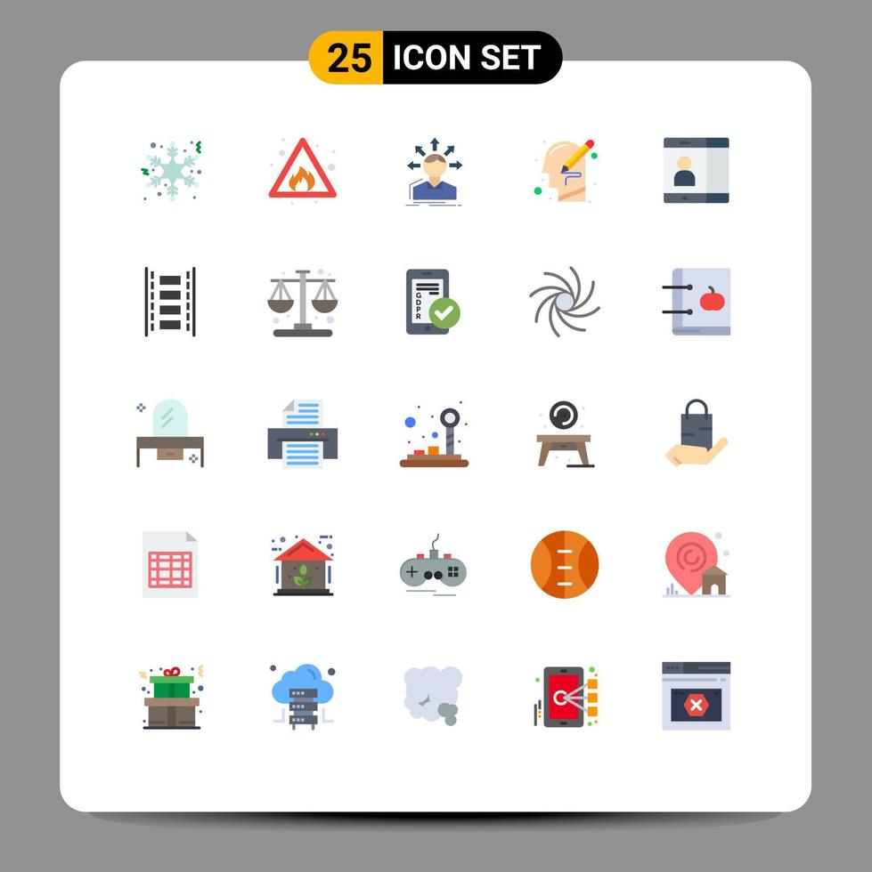 modern uppsättning av 25 platt färger pictograph av mobil tänkande skillnad sinne huvud redigerbar vektor design element