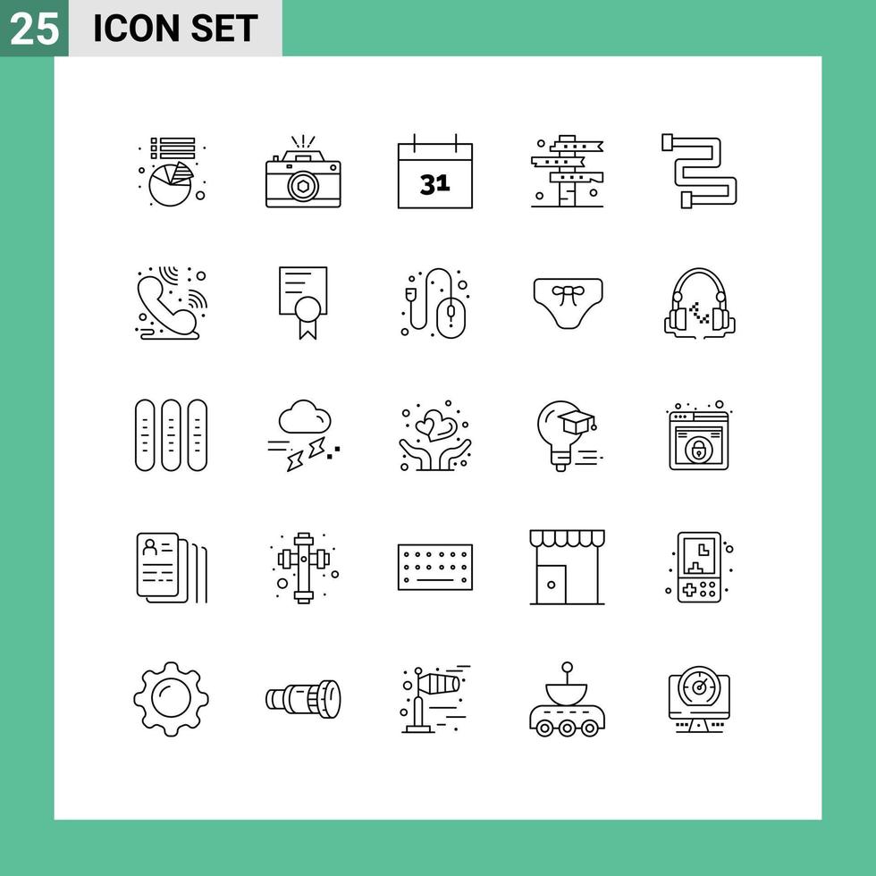 einstellen von 25 Vektor Linien auf Gitter zum Heizung Westen Kalender Zeichen Kreuzung editierbar Vektor Design Elemente