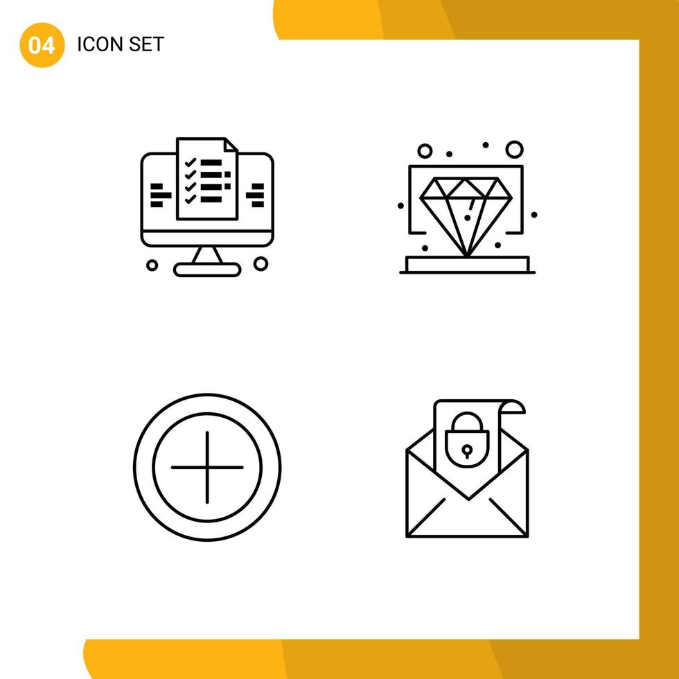 Gruppe von 4 gefüllte Linie eben Farben Zeichen und Symbole zum Entwicklung Geld Webseite Wert Mail editierbar Vektor Design Elemente