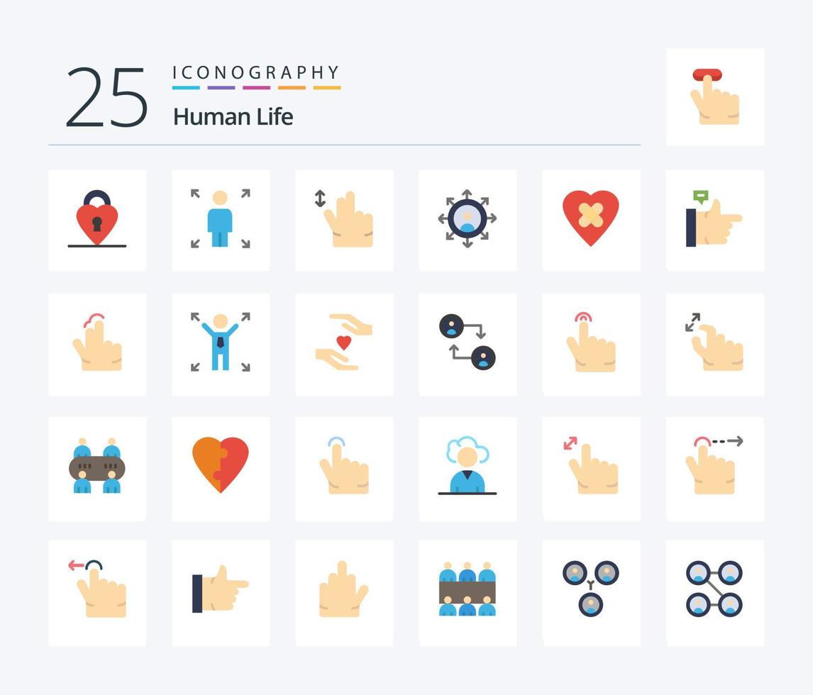 mänsklig 25 platt Färg ikon packa Inklusive tummen upp. bubbla. hårt slag. lappa. läka vektor