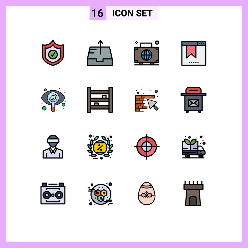 einstellen von 16 Vektor eben Farbe gefüllt Linien auf Gitter zum gesehen Auge global Webseite Browser editierbar kreativ Vektor Design Elemente