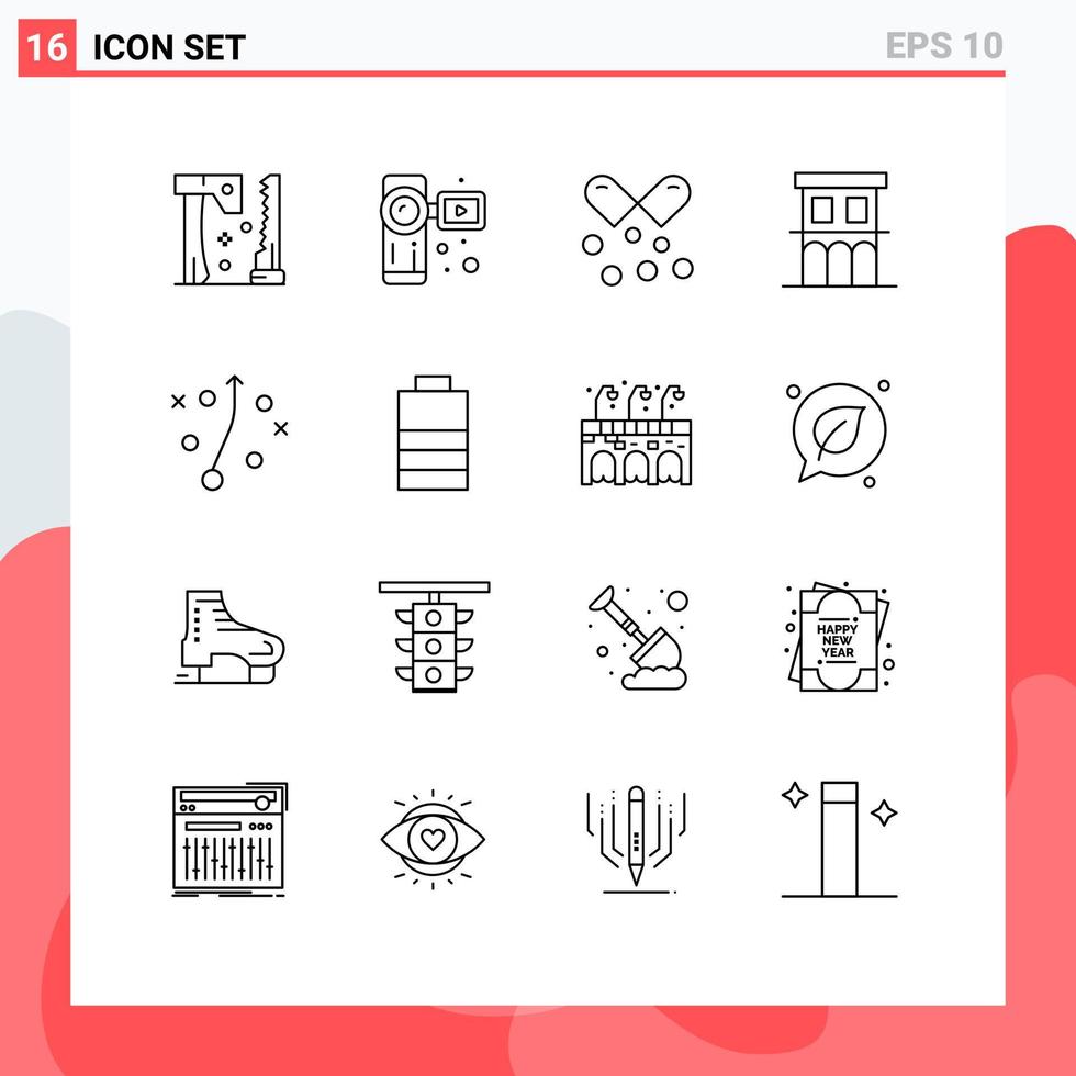 uppsättning av 16 modern ui ikoner symboler tecken för bostad hus olja egendom omega piller redigerbar vektor design element