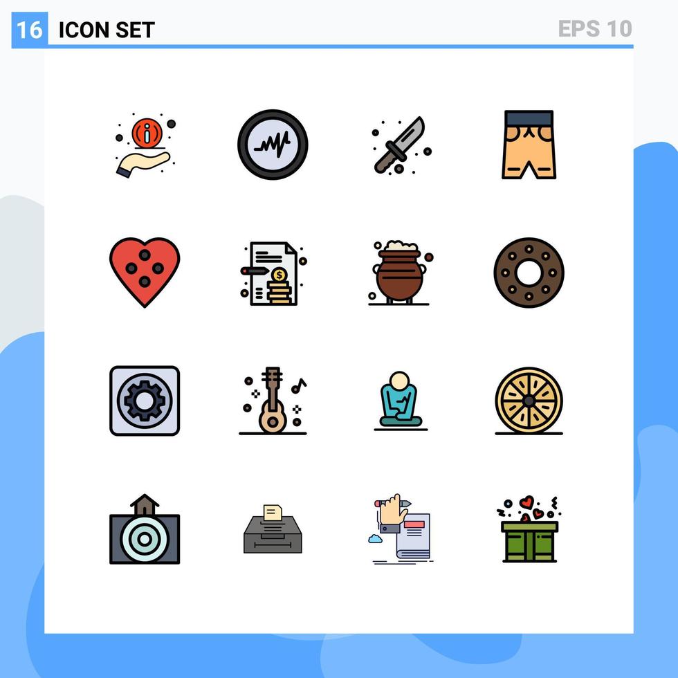 Handy, Mobiltelefon Schnittstelle eben Farbe gefüllt Linie einstellen von 16 Piktogramme von Nähen Zubehör Schneiderei Werkzeug Kleid Taste kurze Hose editierbar kreativ Vektor Design Elemente